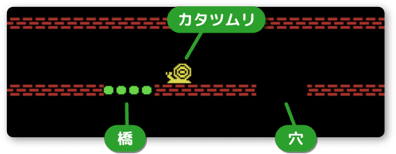 橋を移動してカタツムリを助けるゲーム