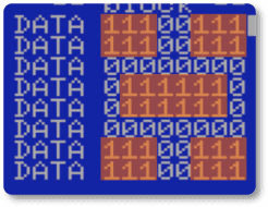 １文字が8x8のドットパターンで描かれている