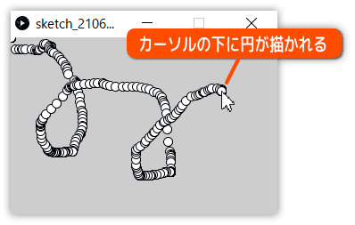 カーソルの下に円が描かれる