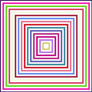 四角の線の色をランダムに描き変える