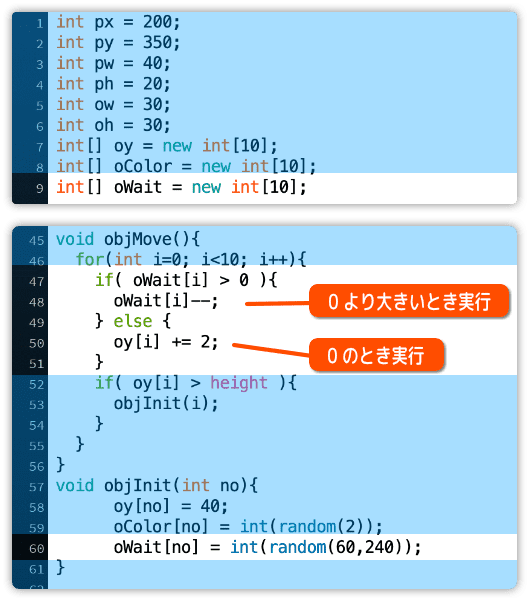 ばらつきのある落下システムにする