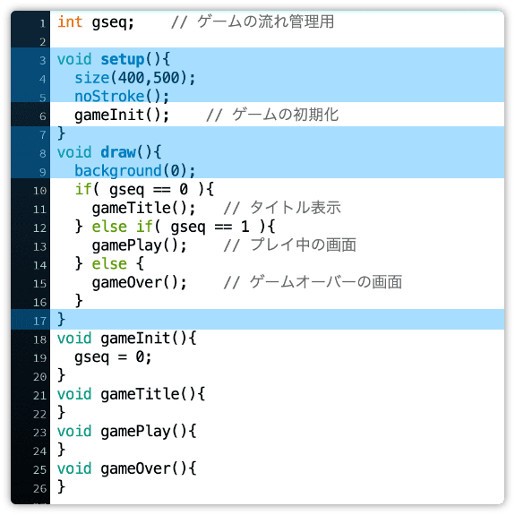 プログラムの流れを作っておく