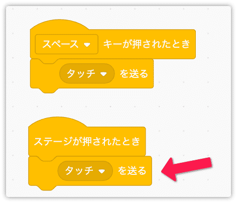 ステージが押されたときの下につなげる