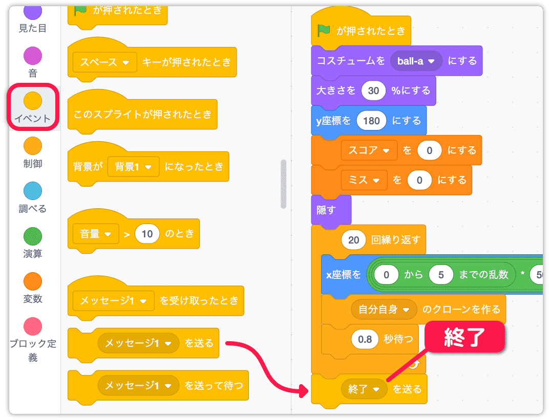 メッセージ1を送るを使う