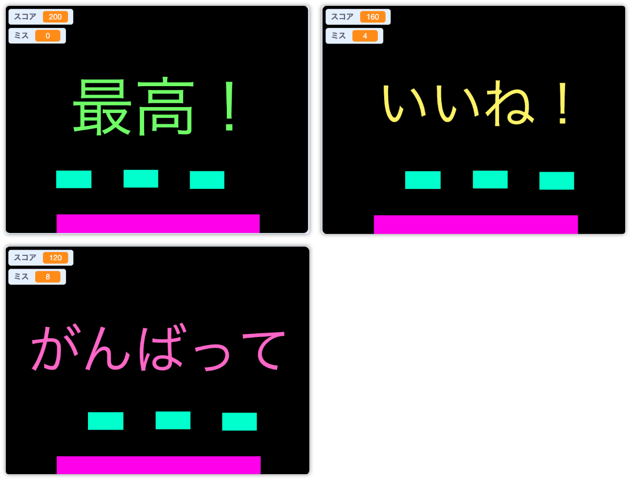 評価メッセージのテストを行う