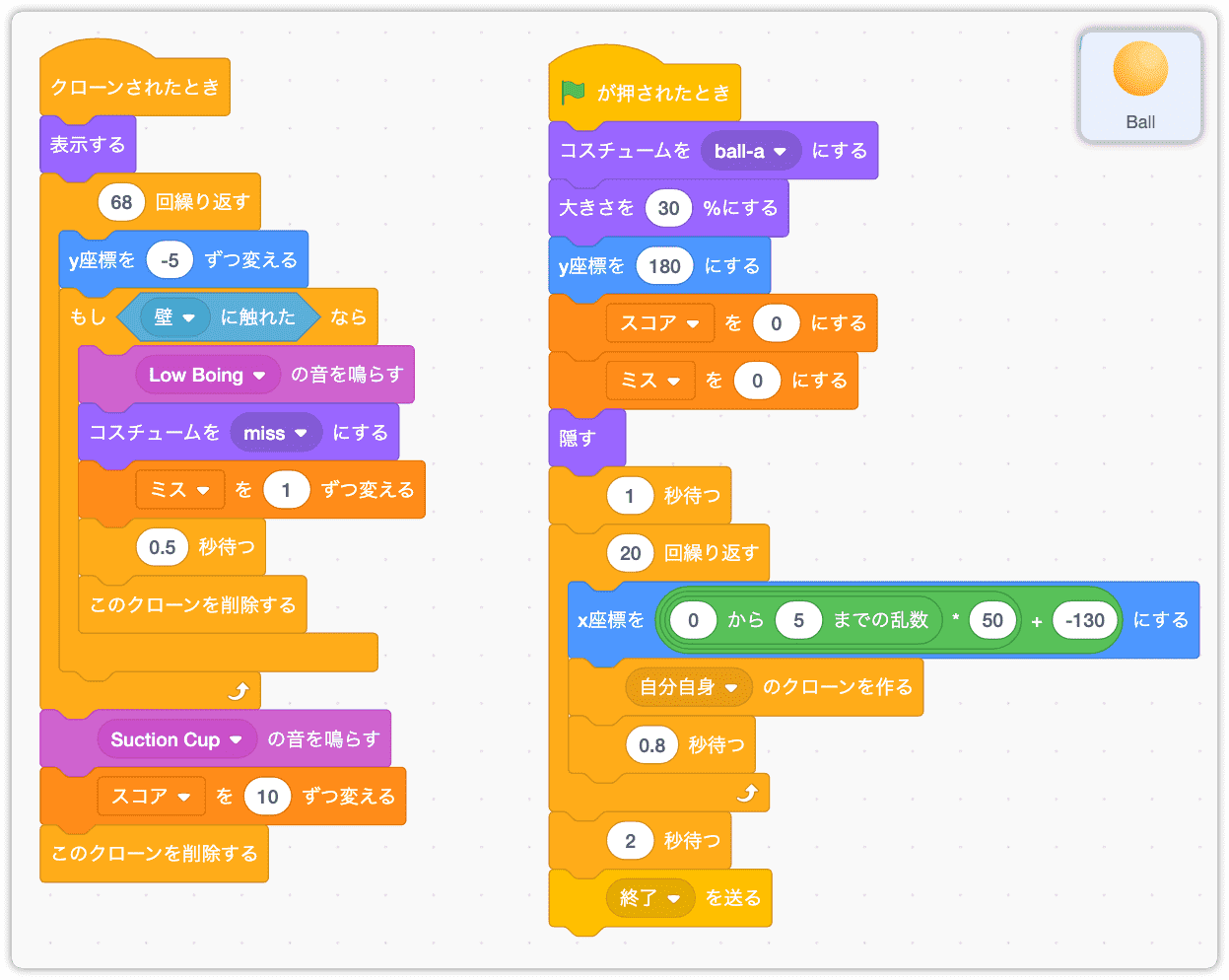ballのコード
