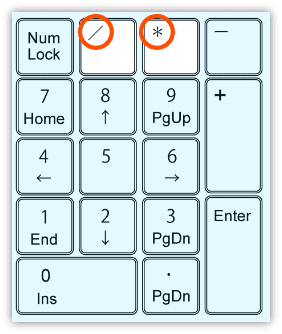 テンキーのアスタリスクとスラッシュ