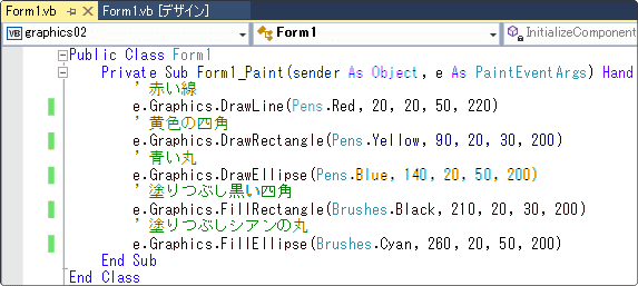 vb 四角や丸の描き方