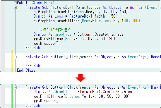 vb ボタンが押されたとき絵を描く