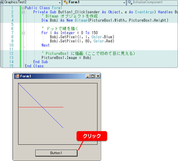 vb ドットで線を描く