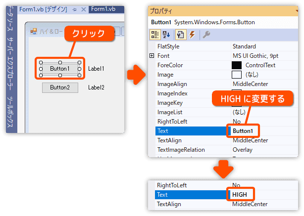 textプロパティを変更する