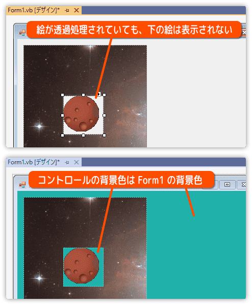 コントロールを重ねると絵が抜ける