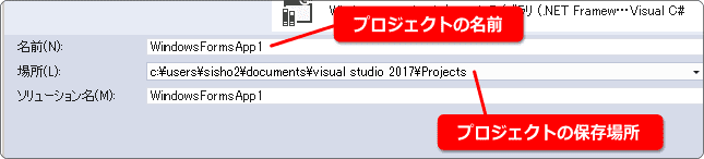 プログラムの名前と保存場所