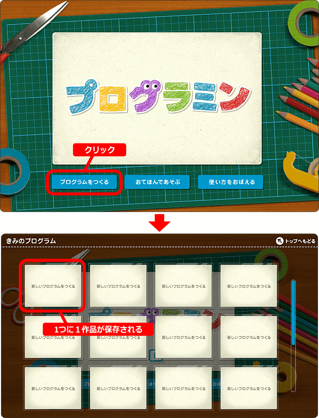 ブログラミンの作品はサーバーに保存される