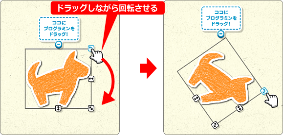 プログラミン 絵を回転させる方法