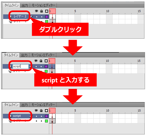 flash レイヤー名前の変更