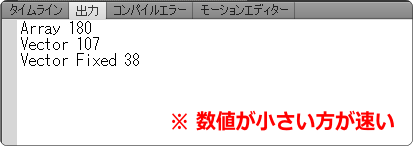 as3 Array と Vector クラスの速度を比較