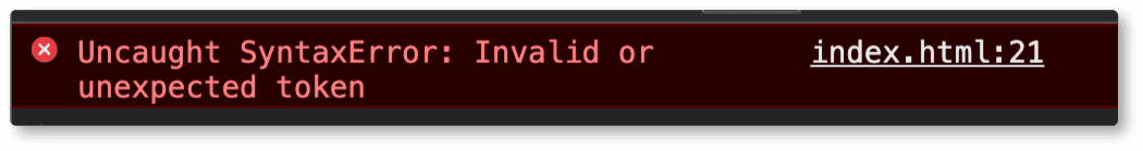 Uncaught SyntaxError: Invalid or unexpected token