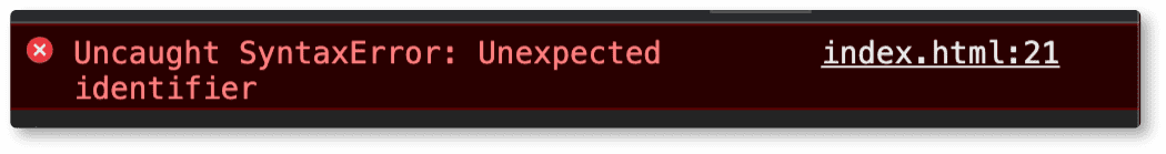 Uncaught SyntaxError: Unexpected identifier