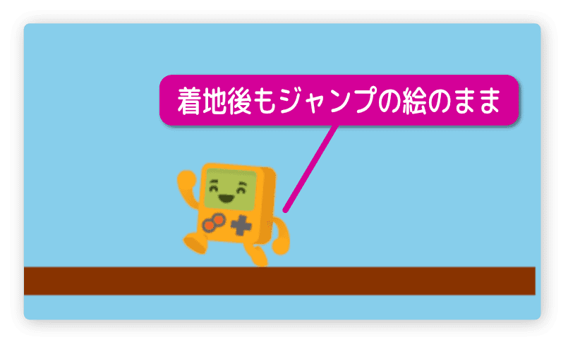 着地してもジャンプの絵のまま